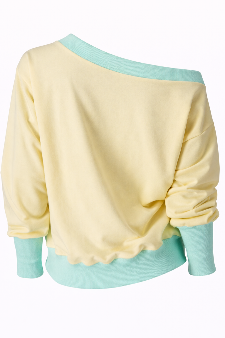 Damska Bluza Dresowa Off-Shoulder "Butter Pistachio" – Sensual Oversize - Polishh stuff