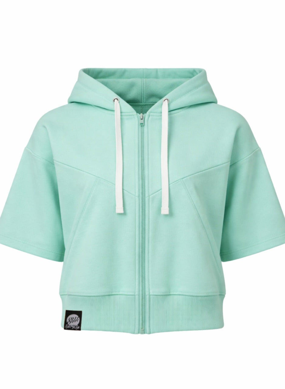 Damska Rozpinana Bluza HOODIE ZIP 3 "Pistachio" – Short Sleeve - Polishh stuff