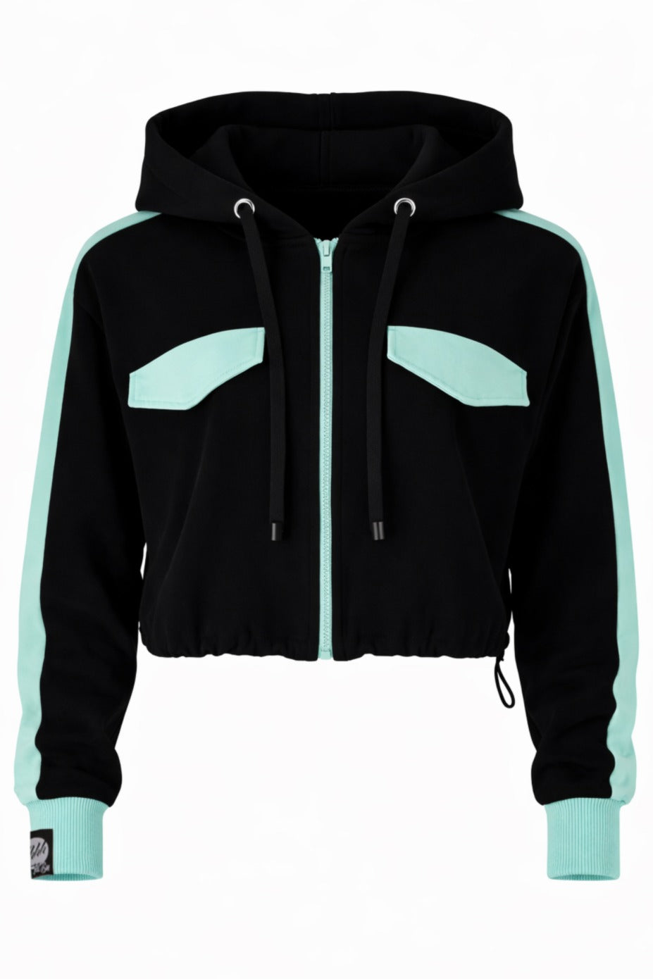 Damska Rozpinana Bluza HOODIE ZIP 5 "Black & Pistachio" – Neon Shock - Polishh stuff