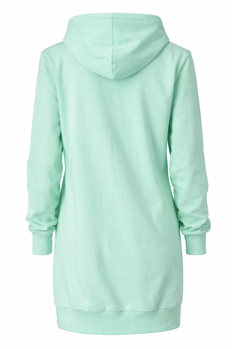 Damska Tunika Dresowa HOODIE DRESS 1 "Pistachio" – Wavy Cut - Polishh stuff