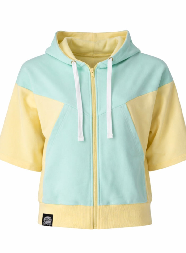 Damska Rozpinana Bluza HOODIE ZIP 3 "Lemon & Pistachio" – Short Sleeve - Polishh stuff