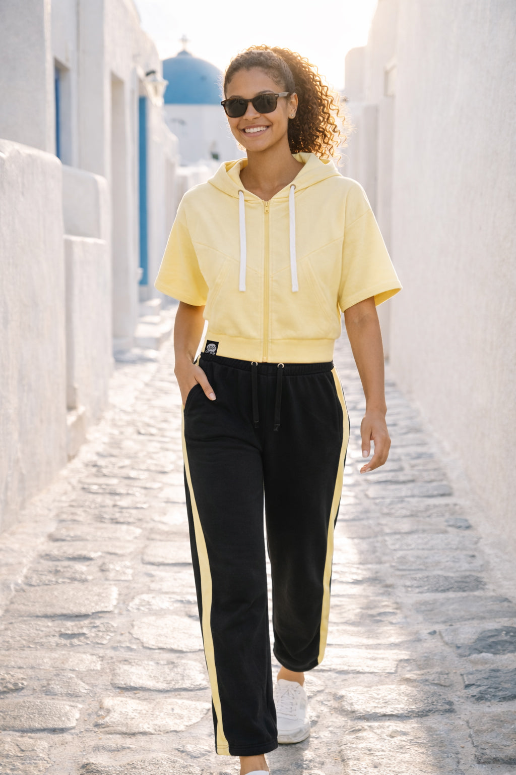 Damska Rozpinana Bluza HOODIE ZIP 3 "Pure Lemon" – Short Sleeve - Polishh stuff