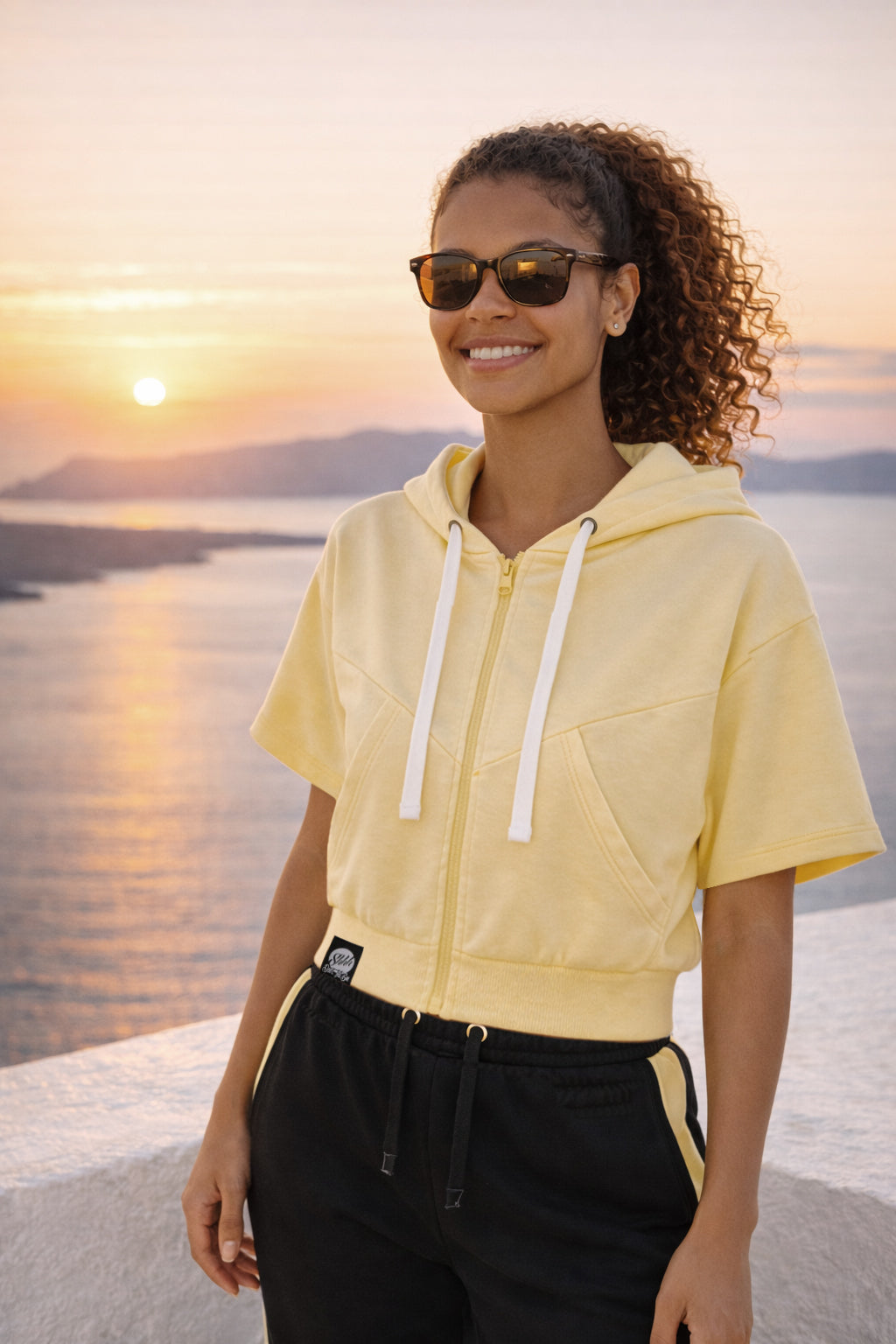 Damska Rozpinana Bluza HOODIE ZIP 3 "Pure Lemon" – Short Sleeve - Polishh stuff