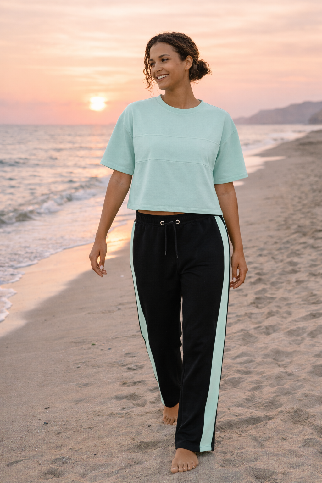 Damska Koszulka Dresowa Cropped "Pistachio" – Summer Essence - Polishh stuff