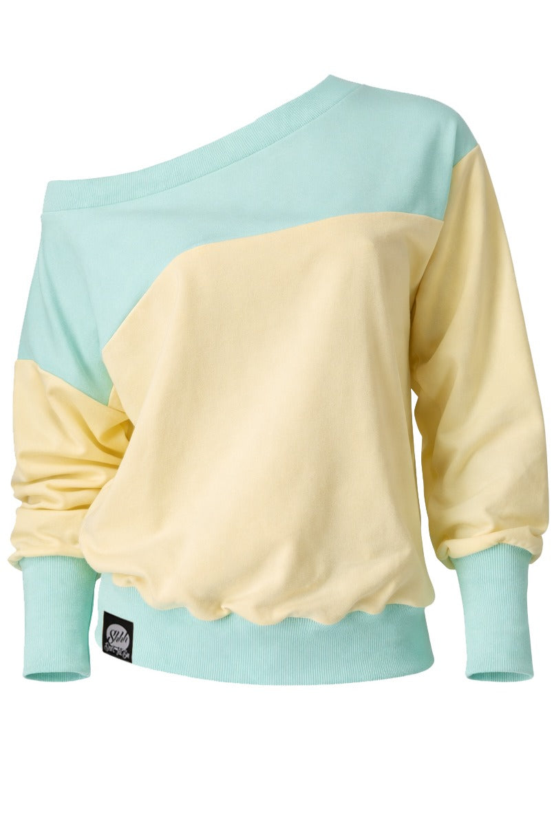 Damska Bluza Dresowa Off-Shoulder "Butter Pistachio" – Sensual Oversize - Polishh stuff