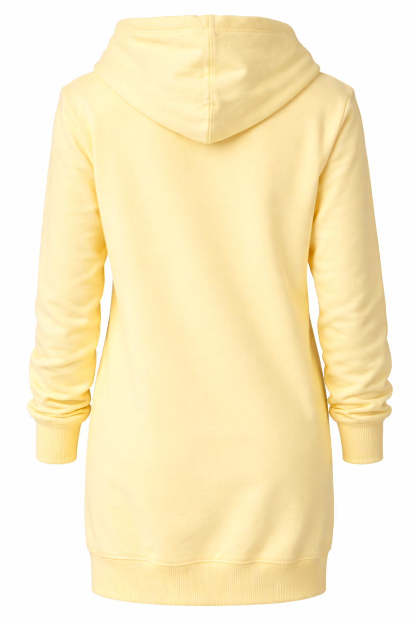 Damska Tunika Dresowa HOODIE DRESS 1 "Pure Lemon" – Wavy Cut - Polishh stuff