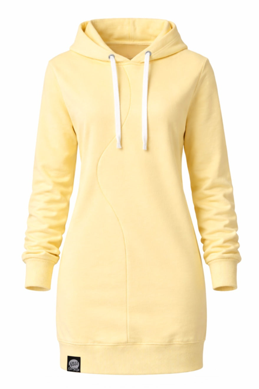 Damska Tunika Dresowa HOODIE DRESS 1 "Pure Lemon" – Wavy Cut - Polishh stuff