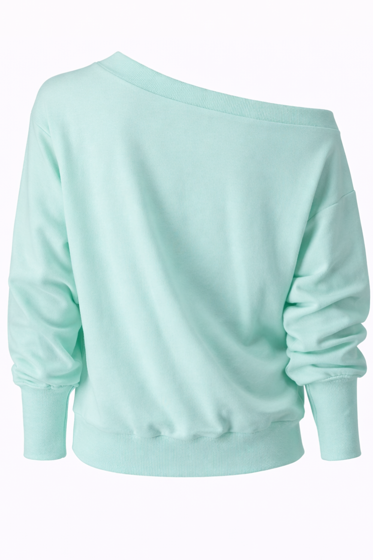 •  Damska Bluza Dresowa Off-Shoulder "Butter Pistachio" – Sensual Oversize - Polishh stuff