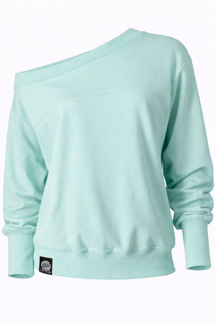 •  Damska Bluza Dresowa Off-Shoulder "Butter Pistachio" – Sensual Oversize - Polishh stuff
