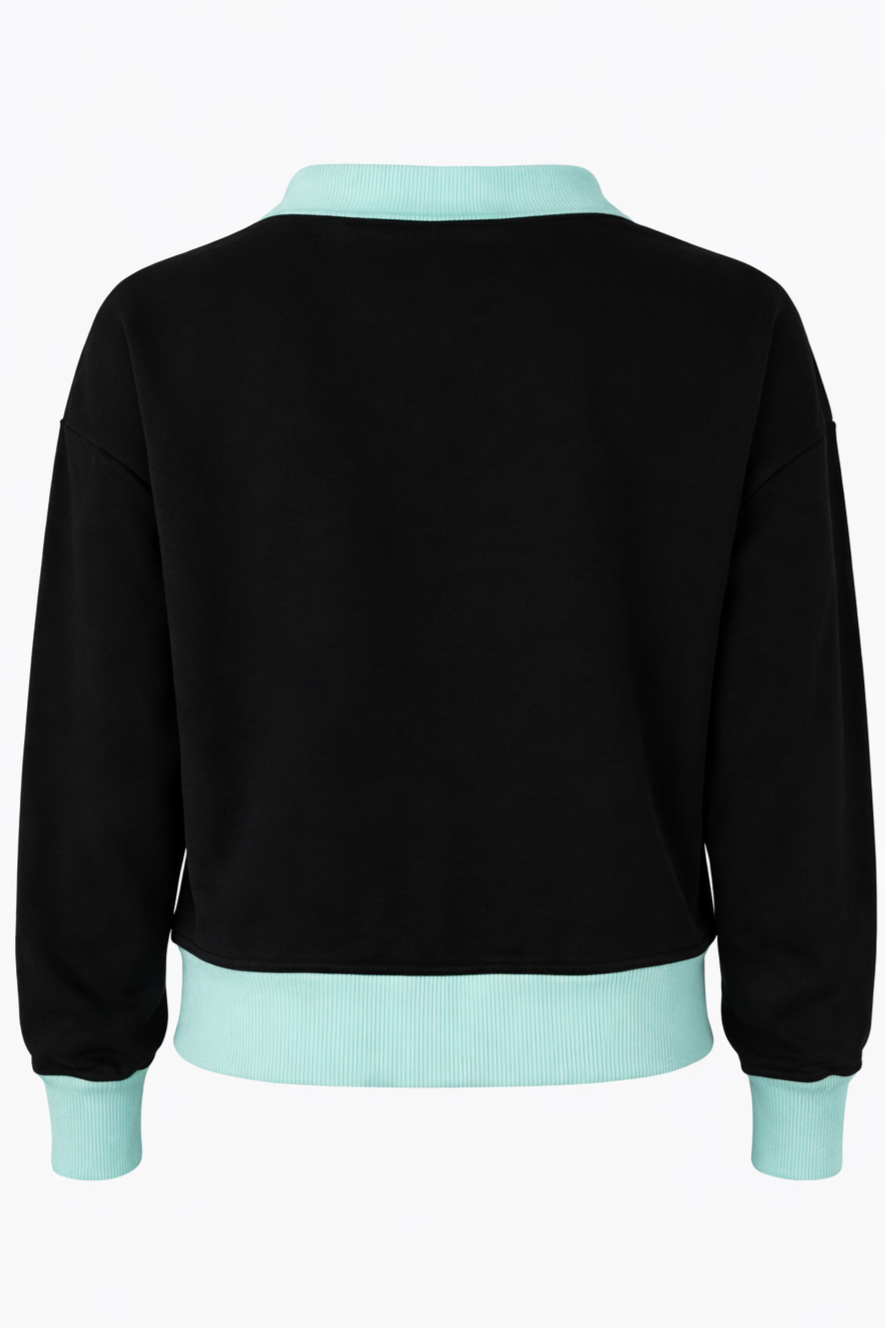 Damska Bluza Polo Crop "Mroczna Strona Shhh" – Black & Pistachio - Polishh stuff